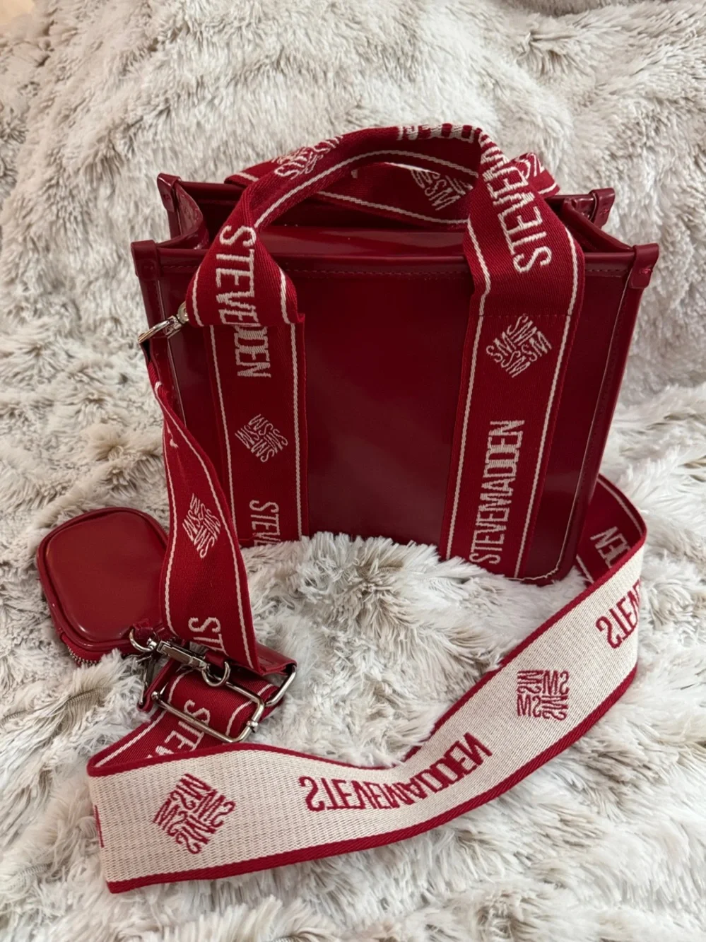 Steve Madden Red Crossbody Bag with Branded Detachable Strap